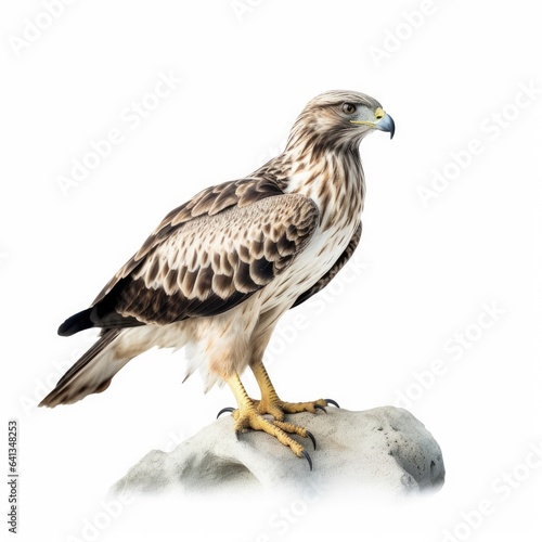 Rough-legged hawk bird isolated on white background.