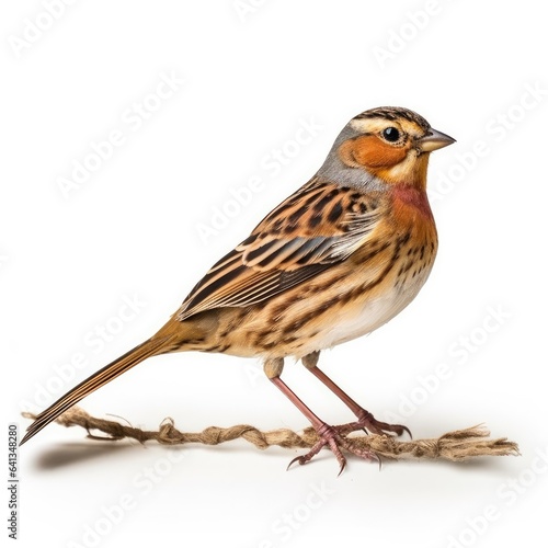 Rustic bunting bird isolated on white background.
