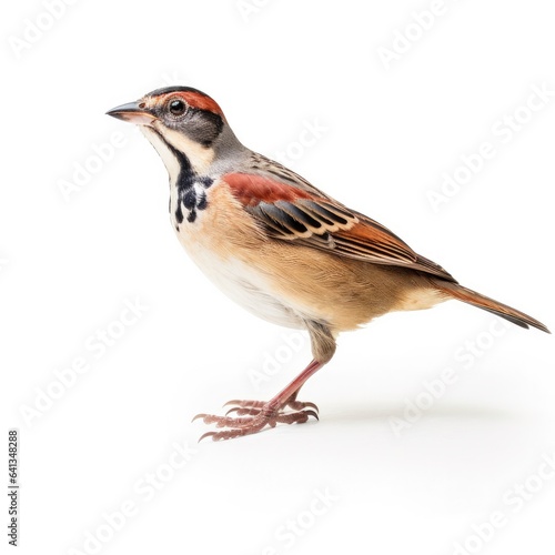 Saltmarsh sparrow bird isolated on white background. © Razvan