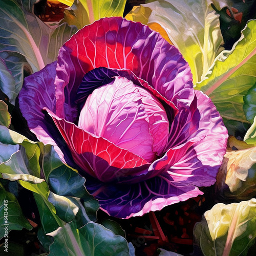 cabbage painted using paints made out of fermented vegetables Generative AI
