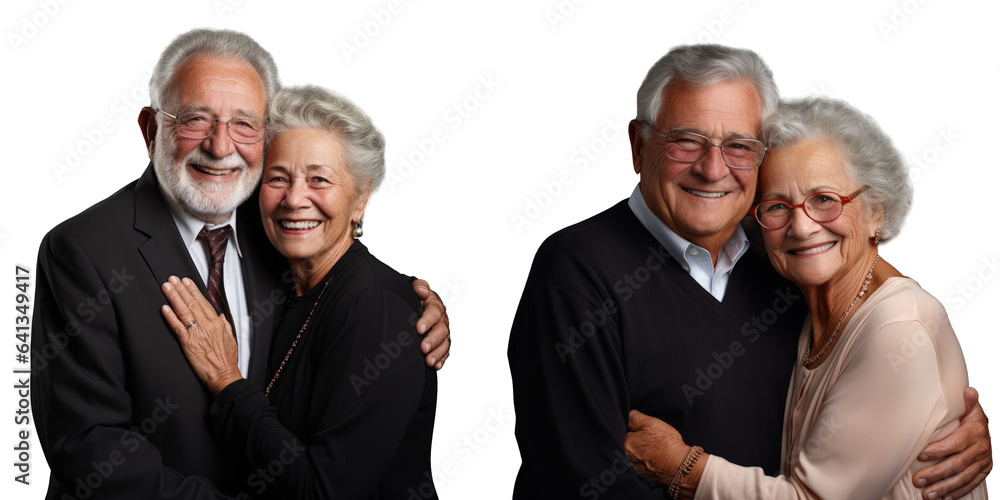 Elderly couple s portrait transparent background