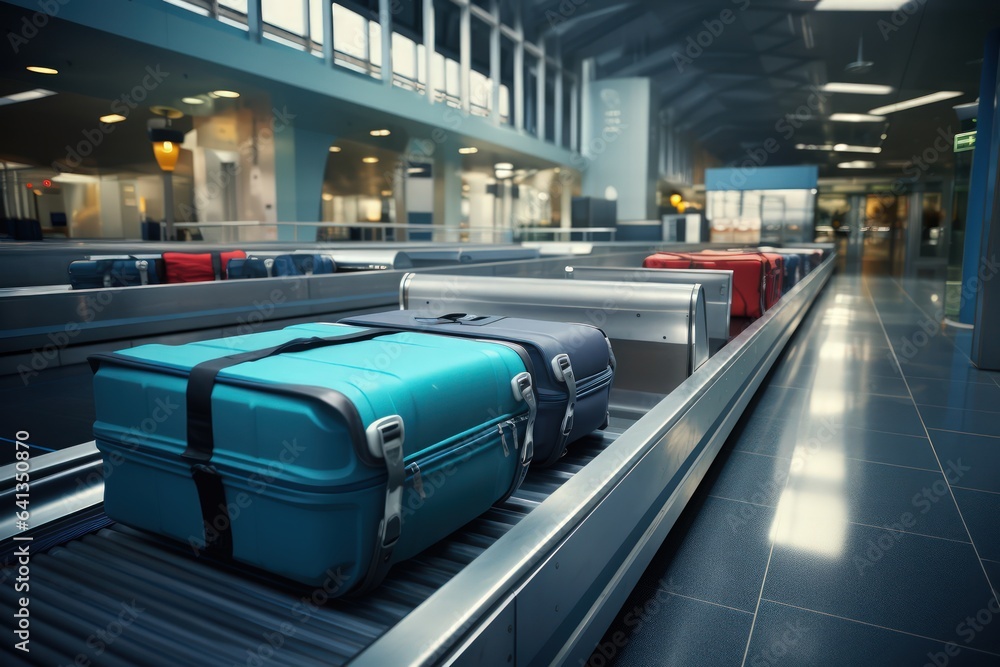 Suitcases and luggage with conveyor belt in the airport. Suitcases and luggage with conveyor belt in the airport.