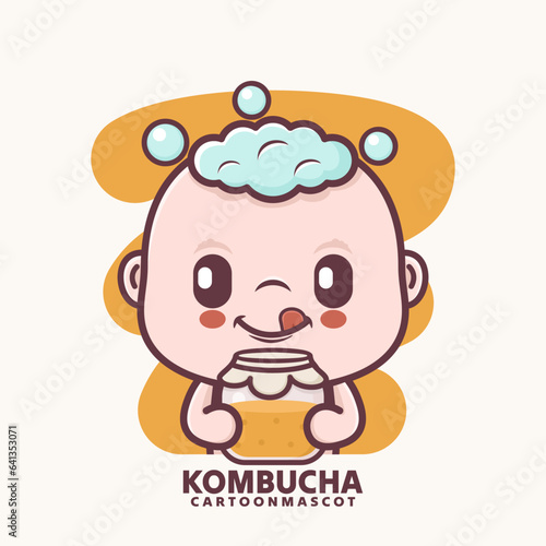 cute cartoon baby with kombucha
