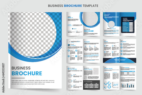 Business brochure design, minimal multipage business brochure template blue color design, annual report, corporate company profile, editable template layout 
