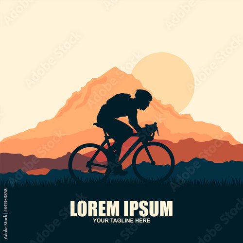 A bicycle riding bike cyclist in silhouette