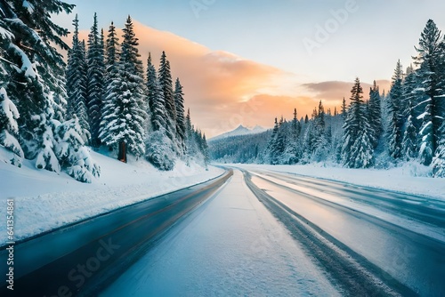 winter road in the mountains © Shakeel,s Graphics