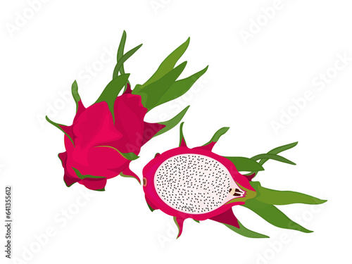 Dragon fruit on a white background.