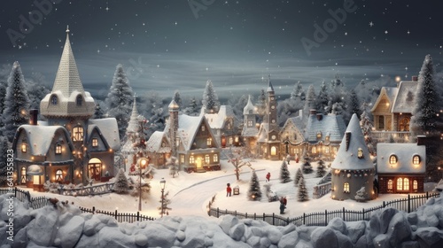 Fabulous Christmas village with snow