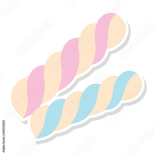 Isolated sticker of a pair of marshmallow icons Vector