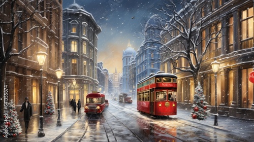 Street in the city in winter