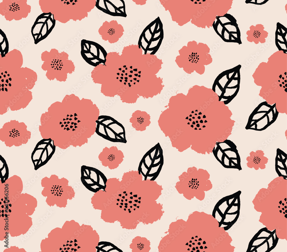 Seamless pattern with abstract flower. Seamless pattern with abstract flower.