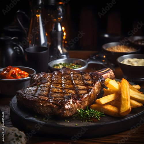 Delicious steak with a side of french fries