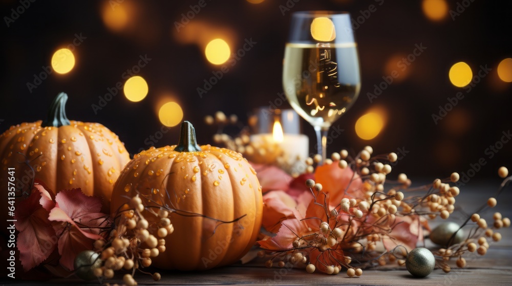 Fall Harvest Table Arrangement: Pumpkins and Candlelight