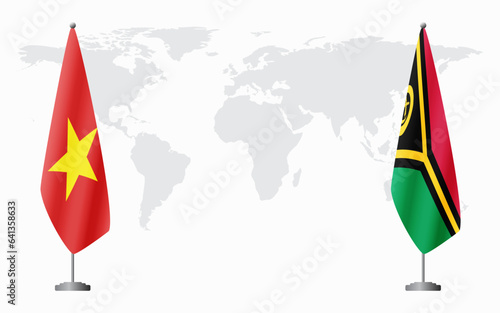 Vietnam and Vanuatu flags for official meeting