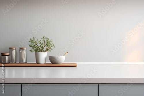 Modern Kitchen - Kitchen Interior - Kitchen Shelf Mockup - Generative AI