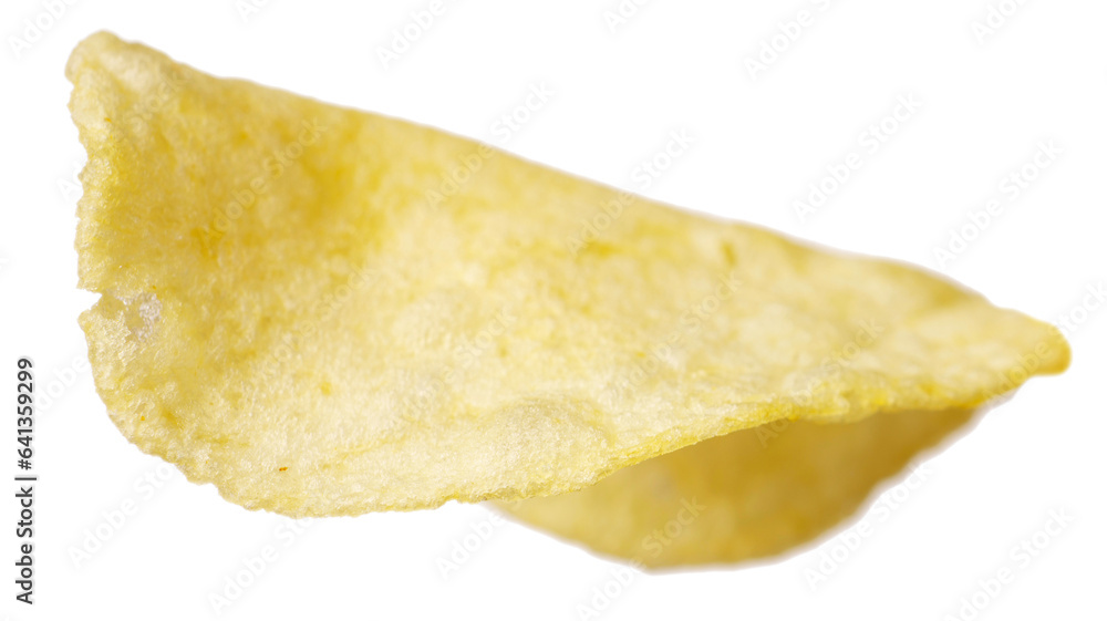 Single potato chip isolated on white background. Single potato chip isolated on white background.