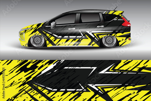 Company branding Car decal wrap design vector. Graphic abstract stripe racing background © kang