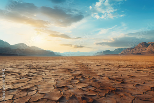 The middle of a barren field with soil in Saudi Arabia, ai generated.