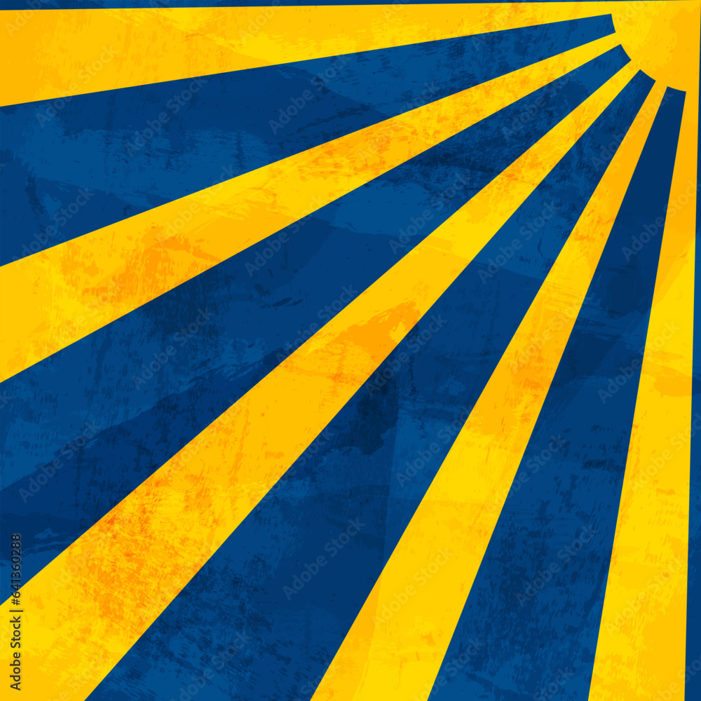 Yellow blue background sun rays retro grunge 60-70 years. Abstract texture pattern radial rays explosion. Vector background. Yellow blue background sun rays retro grunge 60-70 years. Abstract texture pattern radial rays explosion. Vector background.