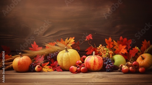 Thanksgiving Autumn Background border, generative AI