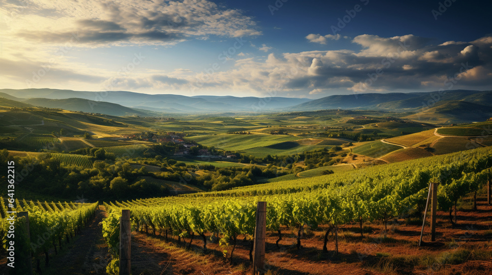 beautiful landscape with a vineyard