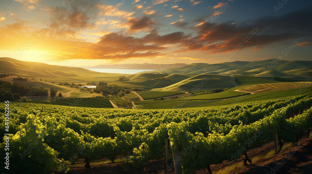 beautiful landscape with a vineyard
