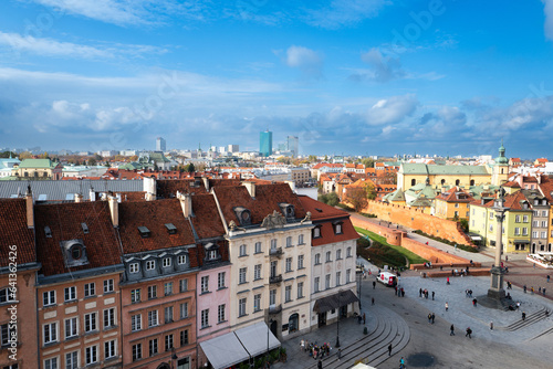 2022-10-25 Top view of the old town of Warsaw Poland.