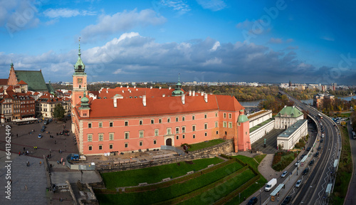 2022-10-25 panoramic Top view of the old town of Warsaw Poland.
