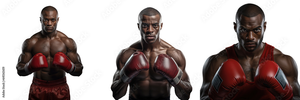 Boxing professional alone in transparent background