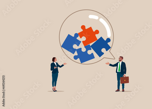 Search mutual language. Teamwork and unity.  Modern vector illustration in flat style