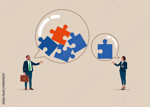 Search mutual language. Collaboration or partnership, get business, investment. Vector illustration concept.