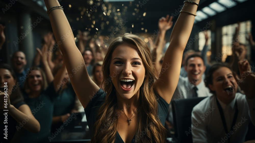 Fototapeta premium the celebration among office workers.