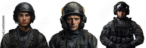 Soldier wearing a helmet and gloves depicted against a transparent background © 2rogan