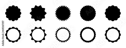 Scallop frame, badge, label vector icon set