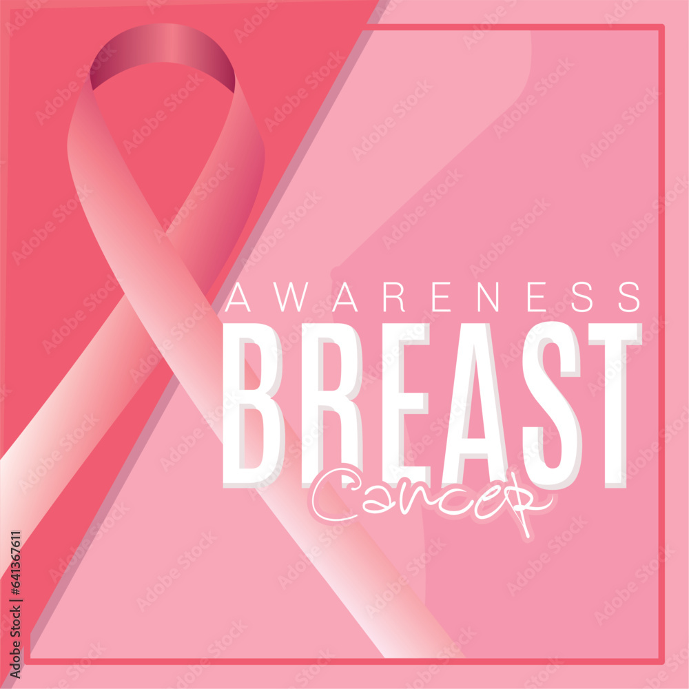 Colored awareness breast cancer poster with pink ribbon Vector Colored awareness breast cancer poster with pink ribbon Vector