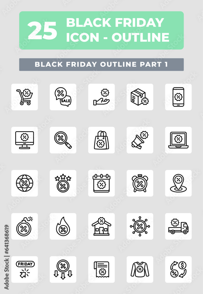 Black Friday Sale Outline Style Icon Design Black Friday Sale Outline Style Icon Design
