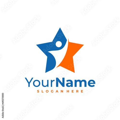 Leader logo design Template. Star People logo vector illustration.