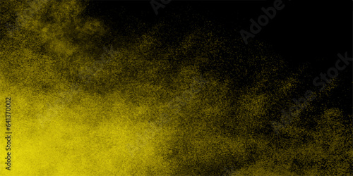 Abstract design with Green and yellow smoke texture on a black background. Texture and abstract art .Colored powder cloud. Colorful dust explode. Vintage oil painting background in warm colors.