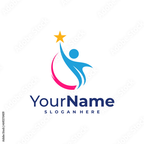 Leader logo design Template. Star People logo vector illustration.