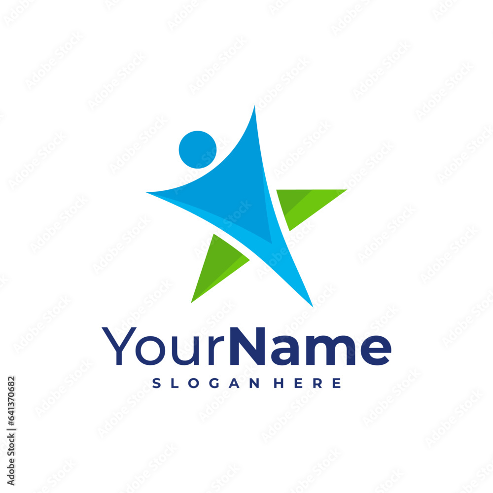 Leader logo design Template. Star People logo vector illustration.