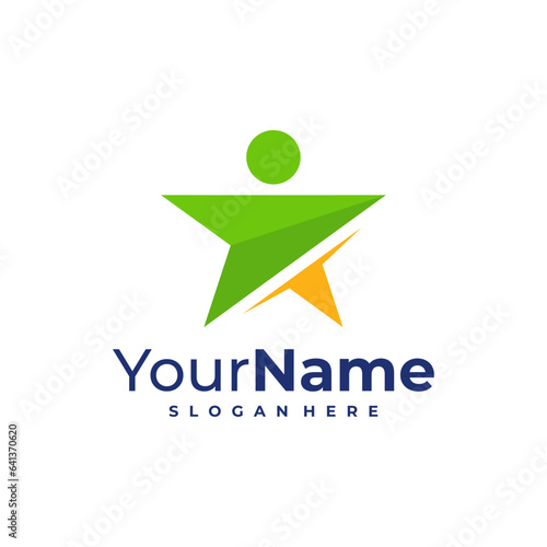 Leader logo design Template. Star People logo vector illustration.