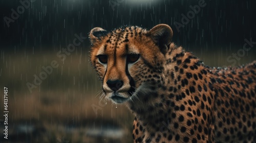 Illustration of a cheetah stalking its prey with its flock photo