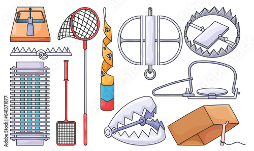 Trap for animal vector illustration on white background . Metal pitfall isolated color set icon. Vector color set icon trap for animal.