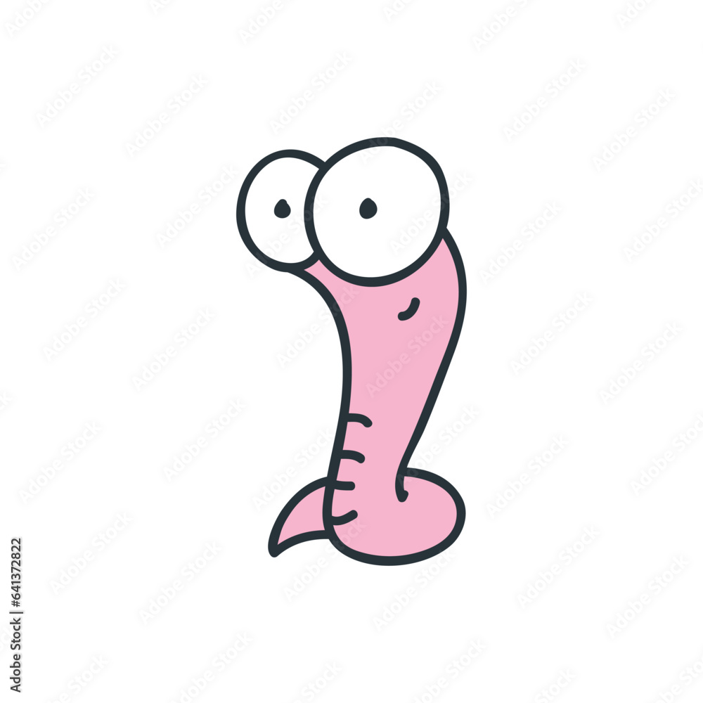 Fototapeta premium Funny worm. Doodle illustration of a worm isolated on a white background. Vector 10 EPS.