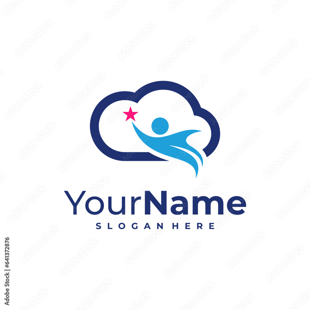 Cloud Leader logo design Template. Cloud People logo vector illustration. Cloud Leader logo design Template. Cloud People logo vector illustration.