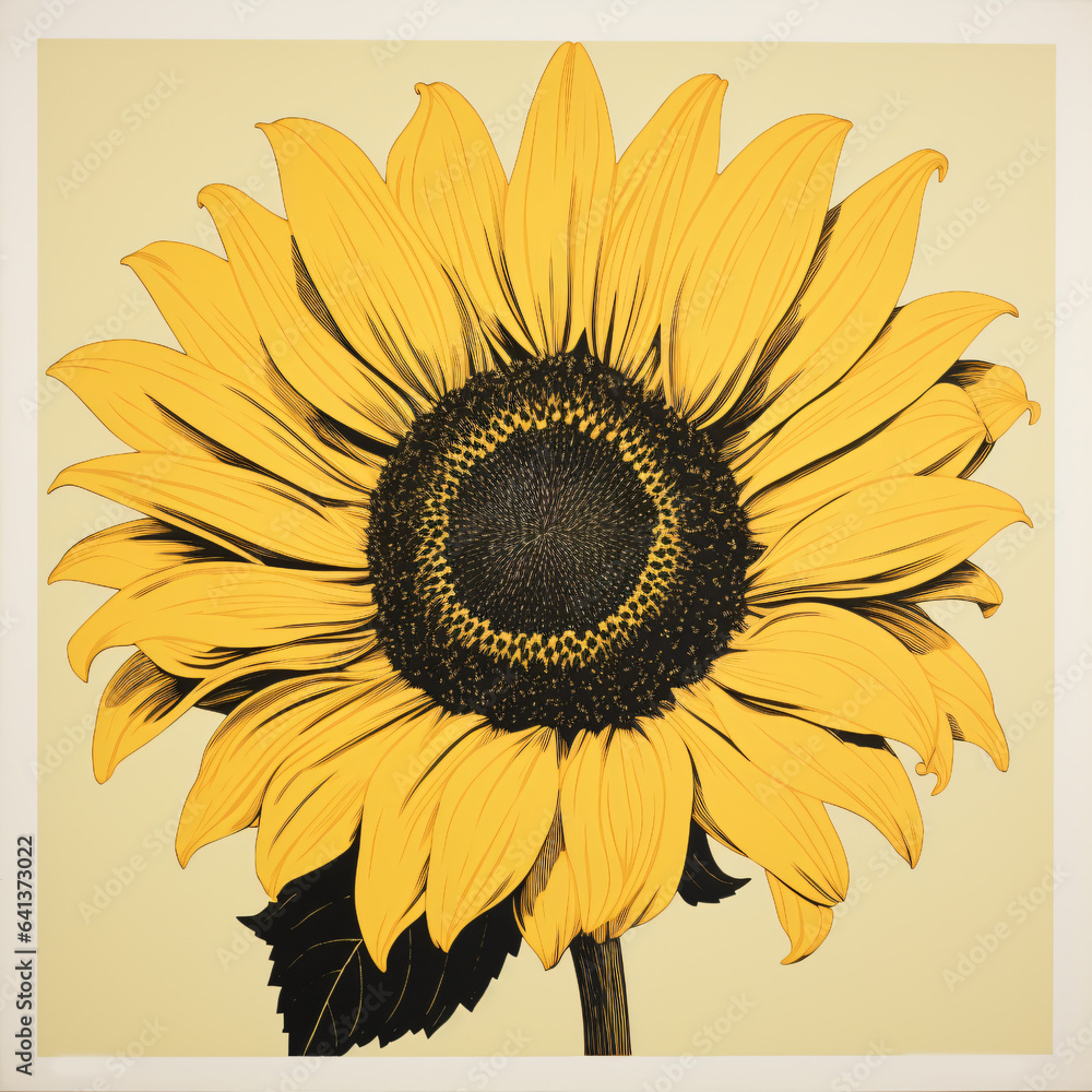 Fototapeta premium Beautiful hand-drawn sunflower