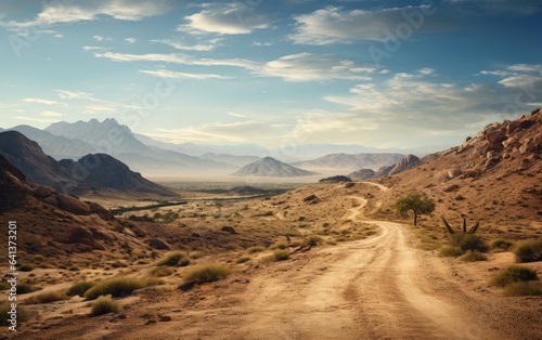 Desert landscape with a road