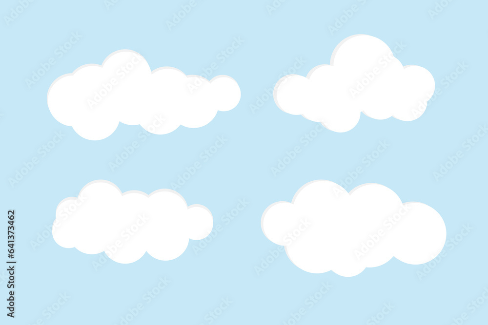 Cloud. Abstract white cloudy set isolated on light blue background. Vector illustration