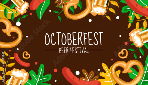 Oktoberfest festival concept banner background in hand drawn style. Vector illustration design