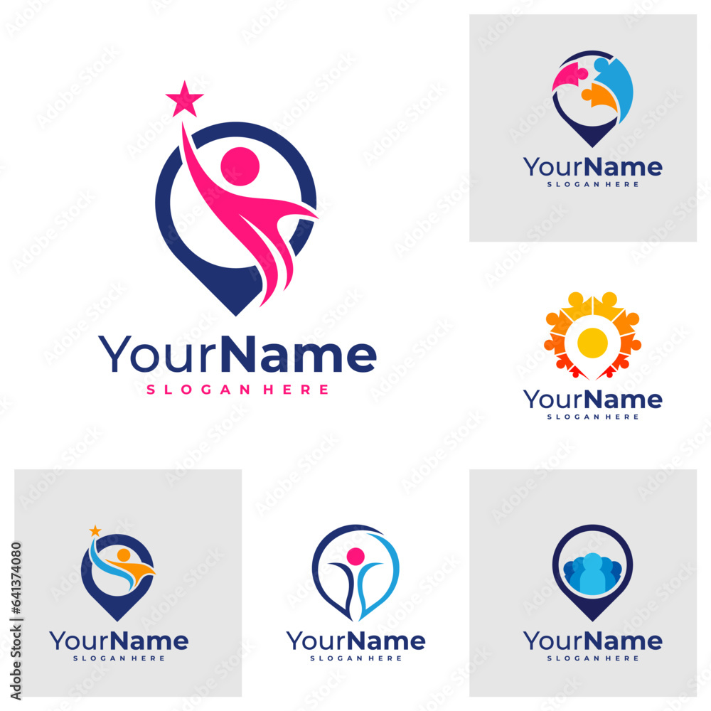 Set of Point Leader logo design Template. Point People logo vector illustration. Set of Point Leader logo design Template. Point People logo vector illustration.